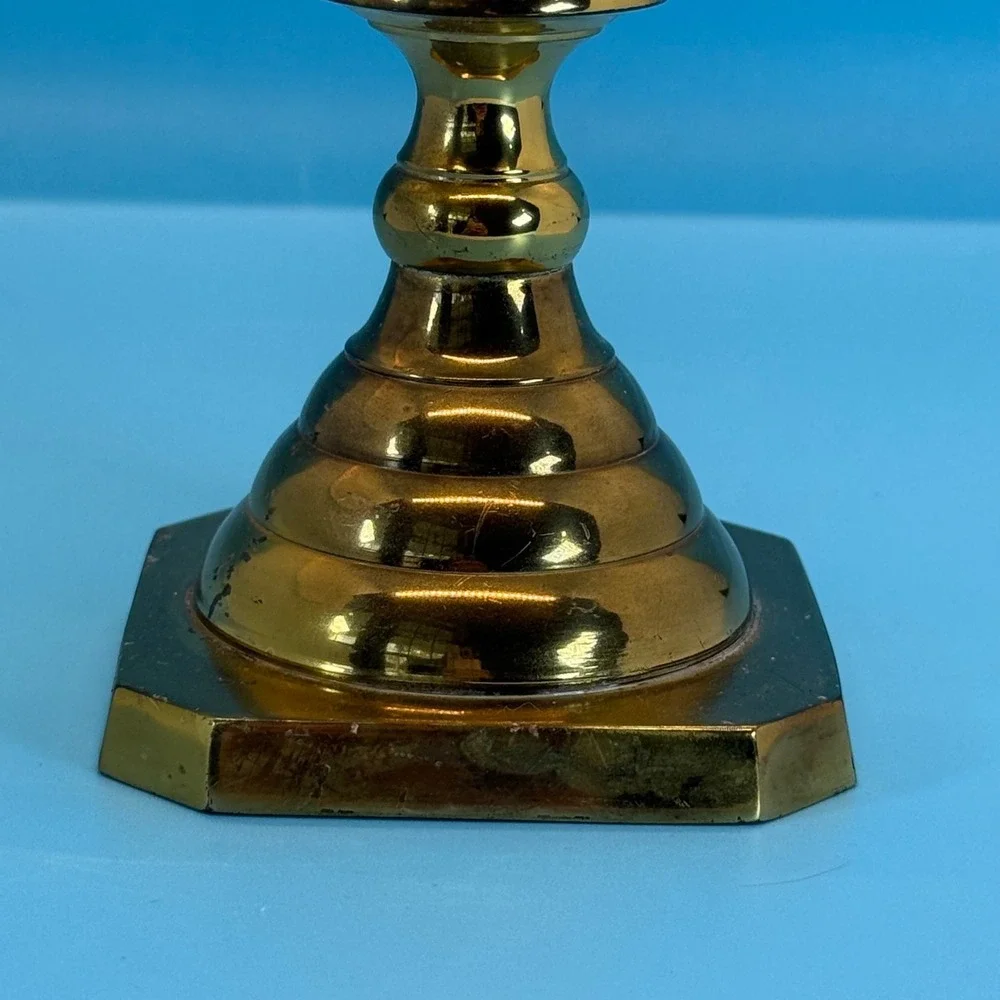 VTG Brass TaperBeehive Candle Holder Medium‎ Victorian Regency Dark Academia Art